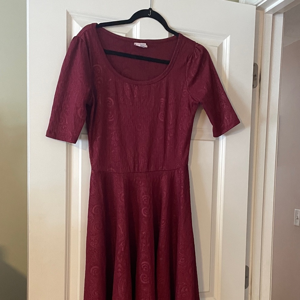 LuLaRoe Deep Red Midi Dress